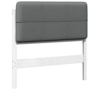 Qnhdfrt 80cm Upholstered Solid Pine Headboard, White & Light Gray