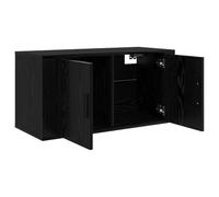 Qnhdfrt 80cm Wall Mounted Floating TV Stand Wood Cabinet Black Oak