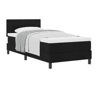 Qnhdfrt 80x200 cm Black Box Spring Bed with Mattress and Headboard