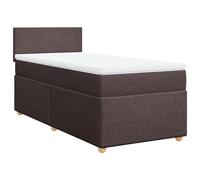 Qnhdfrt 80x200 cm Fabric Bed with Pocket Spring Mattress, Dark Brown