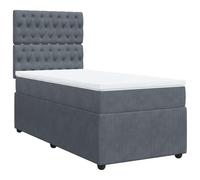 Qnhdfrt 80x200 cm Velvet Box Spring Bed with Mattress, Dark Gray