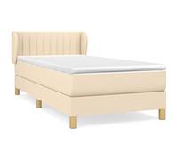 Qnhdfrt 80x200cm Cream Fabric Box Spring Bed with Mattress