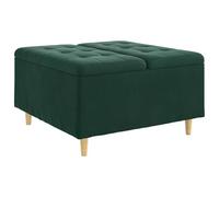 Qnhdfrt 80x80x45cm Square Velvet Storage Ottoman, Dark Green