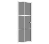 Qnhdfrt 83x201.5 cm Dark Glass Interior Door with White Aluminum Frame | Features 3.5 cm thick ESG safety glass and included handle, ideal for office and home study single swing installations.