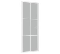 Qnhdfrt 83x201.5 cm Frosted Glass Interior Door with White Aluminum Frame | Includes handle and 3.5 cm thick swing panel, suitable for bedroom, office, and living room entryways.