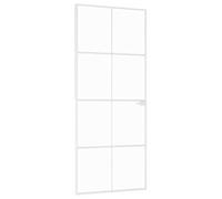 Qnhdfrt 83x201.5 cm White Aluminum Frame Tempered Glass Interior Door | Reversible swing design with handle included, ideal for dividing living rooms, offices, and study spaces.