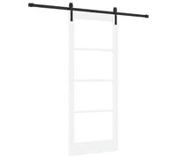 Qnhdfrt 83x202cm Solid Pine & Glass Sliding Barn Door with Hardware Kit