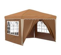 Qnhdfrt 9.5x9.5ft Pop-Up Canopy Tent with 4 Sidewalls, Beige Oxford