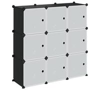 Qnhdfrt 9-Cube Plastic Modular Storage Organizer with Doors, Black