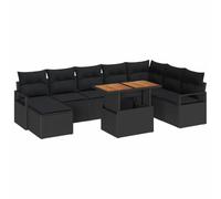 Qnhdfrt 9-Piece Modular PE Rattan Patio Sofa Set with Acacia Wood Table