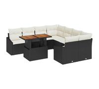 Qnhdfrt 9-Piece Modular Wicker Patio Dining Set, Black & Cream