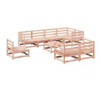 Qnhdfrt 9-Piece Solid Douglas Fir Wood Outdoor Modular Sofa Set