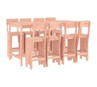 Qnhdfrt 9-Piece Solid Douglas Wood Outdoor Bar Set with 8 Stools