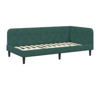 Qnhdfrt 90 x 190 cm Velvet Corner Daybed Frame in Dark Green