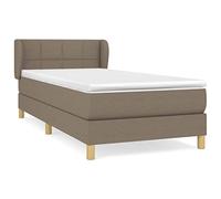 Qnhdfrt 90x190 cm Bed with Pocket Spring Mattress & Topper, Taupe