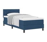 Qnhdfrt 90x190 cm Fabric Box Spring Bed with Mattress and Topper, Blue