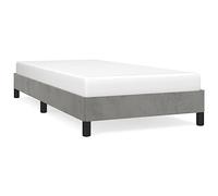 Qnhdfrt 90x190 cm Light Grey Velvet Single Bed Frame with Slats
