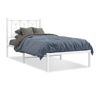 Qnhdfrt 90x190 cm Metal Single Bed Frame with Headboard and Slats, White