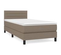 Qnhdfrt 90x190 cm Taupe Fabric Single Bed with Mattress and Topper
