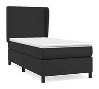 Qnhdfrt 90x190cm Box Spring Bed Set with Mattress, Black Faux Leather