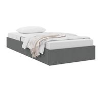 Qnhdfrt 90x190cm Single Storage Bed with Faux Leather Headboard, Grey | Built with a durable metal and fabric frame featuring a hydraulic lift system to maximize underbed space in small rooms.