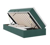 Qnhdfrt 90x200 cm Dark Green Velvet Side Lift Storage Bed with Mattress