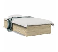 Qnhdfrt 90x200 cm Single Bed Frame with 2 Drawers, Sonoma Oak