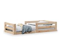Qnhdfrt 90x200 cm Solid Pine Wood Single Bed Frame with Slats, Natural