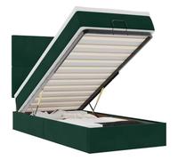 Qnhdfrt 90x200 cm Velvet Ottoman Storage Bed with Mattress, Dark Green