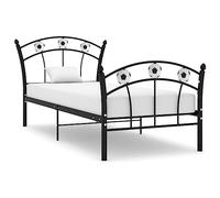 Qnhdfrt 90x200cm Black Metal Bed Frame with Football Headboard