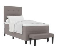 Qnhdfrt 90x200cm Fabric Box Spring Bed with Mattress and Topper, Taupe