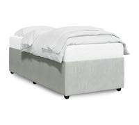 Qnhdfrt 90x200cm Light Gray Velvet Single Bed Frame with Wooden Slats | Features sturdy support legs for bedroom use; compatible with standard 90x200 cm mattresses (not included).