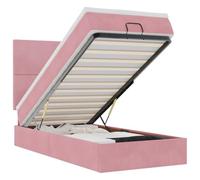 Qnhdfrt 90x200cm Pink Velvet Hydraulic Lift Storage Bed with Mattress