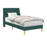 Qnhdfrt 90x200cm Single Bed Frame with Wall Headboard Dark Green Fabric
