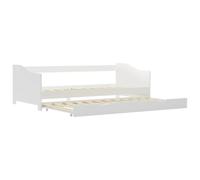 Qnhdfrt 90x200cm Solid Pine Wood Daybed Frame with Pull-Out Trundle, White