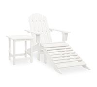 Qnhdfrt Adirondack Ensemble de chaises de jardin avec repose-pieds et table d'appoint, chaise de terrasse ergonomique en bois de sapin massif, blanc, chaise en bois stable pour jardin et balcon, 69,5