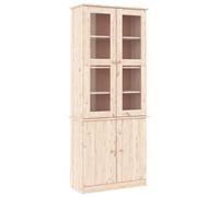Qnhdfrt Alta Armoire de buffet rustique 77 x 35 x 186,5 cm en pin massif non traité avec portes en verre pour cuisine, salon, couloir