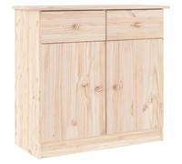 Qnhdfrt Alta Buffet 77 x 35 x 73 cm en pin massif non traité, grand espace de rangement avec boutons en bois, design moderne et robuste, pour salon, couloir, chambre à coucher