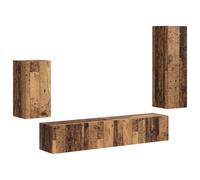 Qnhdfrt Altholz - Lot de 4 meubles TV bas - Montage mural - Buffet TV moderne - 31 x 30 x 100 cm - En bois - Beaucoup d'espace de rangement pour le salon, le couloir ou la chambre à coucher