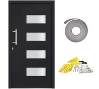 Qnhdfrt Aluminum PVC Front Entry Door, 100x200 cm, Anthracite, Left Hand