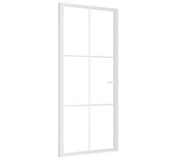 Qnhdfrt Aluminum & Tempered Glass Interior Swing Door, White, 93x201.5 cm | Includes a sleek handle and clear panels in a modern French style, suitable for separating office or living spaces.
