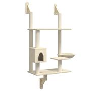 Qnhdfrt Arbre à chat mural avec colonne à griffer, montage mural, 153 cm de haut, arbre à chat peu encombrant avec tronc en sisal, grotte douillette et surfaces de couchage, tour d'escalade stable