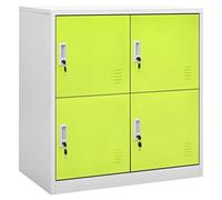 Qnhdfrt Armoire à casier en acier avec 4 compartiments et serrures, armoire de bureau pour dossiers et sacs, armoire de rangement pour l'école et le bureau, 90 x 45 x 92,5 cm, gris clair et vert