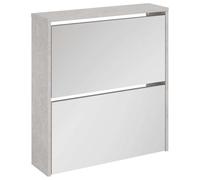 Qnhdfrt Armoire à chaussures avec miroir - Gris béton - 63 x 17 x 67 cm - 2 compartiments basculants - Peu encombrant - Pour couloir, chambre à coucher, salon