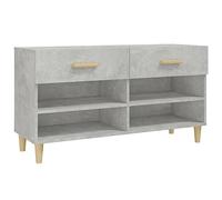 Qnhdfrt Armoire à Chaussures Gris Béton 102x35x55 cm Meuble de Rangement en Bois d'Ingénierie avec 2 Tiroirs et 4 Compartiments Bibliothèque Basse pour Entrée Couloir et Salon