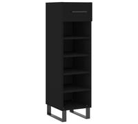 Qnhdfrt Armoire à chaussures, noire, 30 x 35 x 105 cm, 1 tiroir, 5 compartiments, peu encombrante, pieds en fer, moderne, robuste, durable