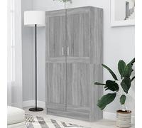 Qnhdfrt Armoire à livres en bois - Gris sonoma - 82,5 x 30,5 x 150 cm - Hauteur étroite - Avec 4 compartiments - Design élégant - Polyvalente - Armoire pour salon, bureau