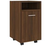 Qnhdfrt Armoire Appoint à Roues Chêne Marron 33x38x60 cm, Petit Buffet Mobile en Bois d'Ingénierie avec Deux Compartiments et Porte Réversible, Table de Chevet à roulettes pour Salon et Bureau