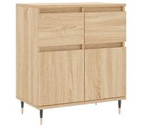 Qnhdfrt Armoire d'appoint en chêne Sonoma - 60 x 35 x 70 cm - En bois avec pieds en fer - Buffet moderne avec beaucoup d'espace de rangement pour cuisine, couloir et salon