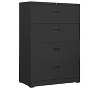 Qnhdfrt Armoire de classement - Anthracite - 90 x 46 x 134 cm - En acier - Design moderne - Avec roulement à billes à 3 compartiments et serrure - Pour classeur à lettres légales A4, bureau, maison